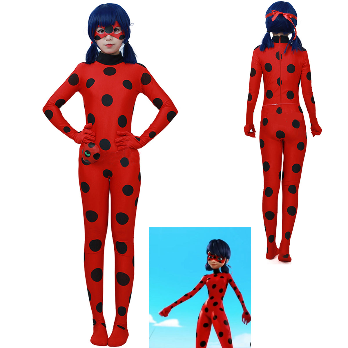 Marinette Dupain Cheng Ladybug Cosplay Adult Costume Zentai Kids