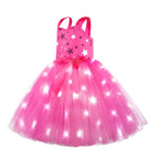 Barbie Movie Margot Barbie Pink Glow Tutu Dress Halloween Outfits Cosplay Costume Kids - Pajamasbuy