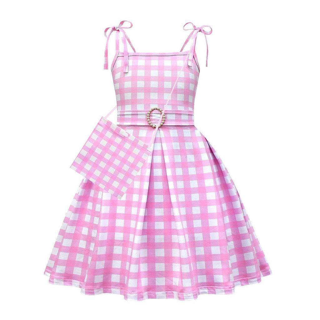 Barbie Movie Margot Tie Bow Dress Halloween Outfits Cosplay Costume Kids - Pajamasbuy