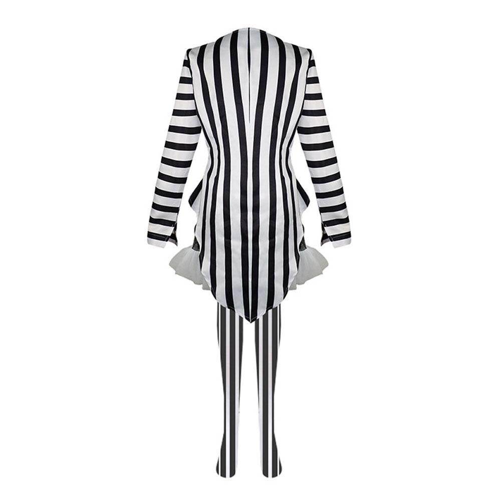 Beetlejuice 2 Costume Black and White Striped Women Dress Outfits - Azufun