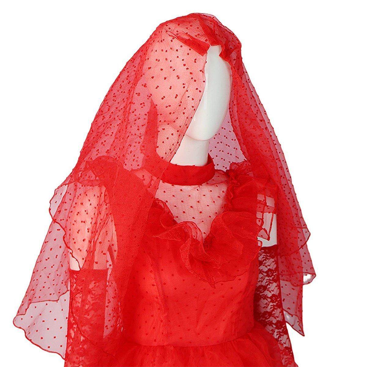 Beetlejuice Lydia Deetz Red wedding Dress Halloween Cosplay Costume For Women - Azufun