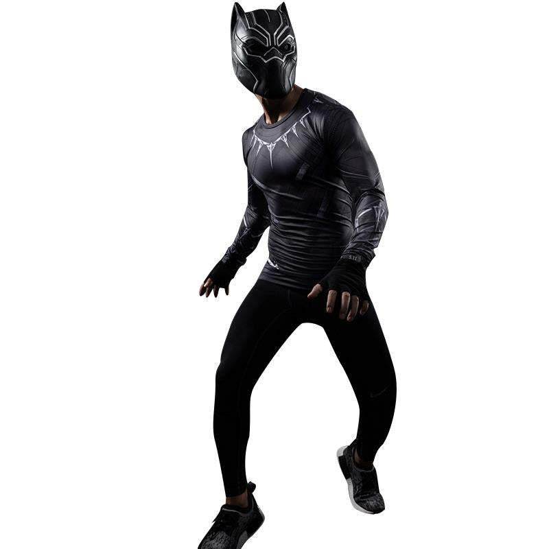 Black Panther Superhero Sport Men T-shirts Long Sleeve Tee - Azufun