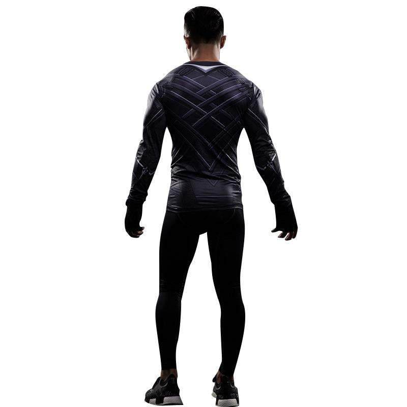 Black Panther Superhero Sport Men T-shirts Long Sleeve Tee - Azufun