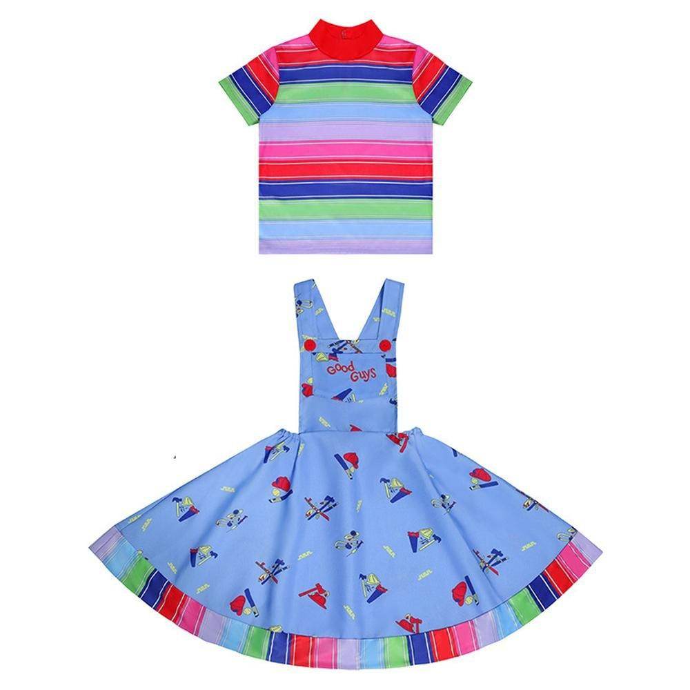 child's kids Chucky Costume Boy Jumpsuit Girls Dress stage Halloween - Azufun