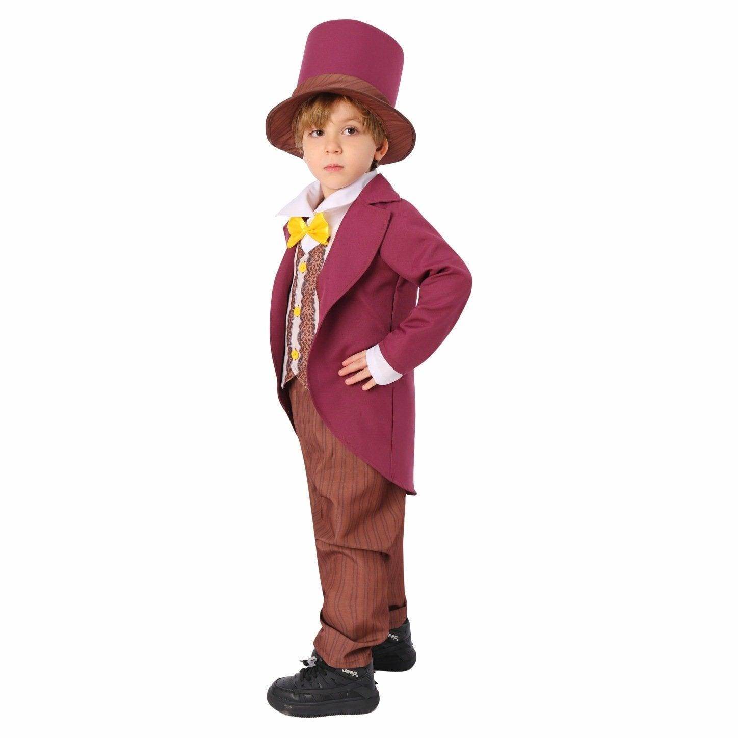 Chocolate Willy Wonka Movie Purple Kids Party Suit Cosplay Costumes Halloween - Azufun