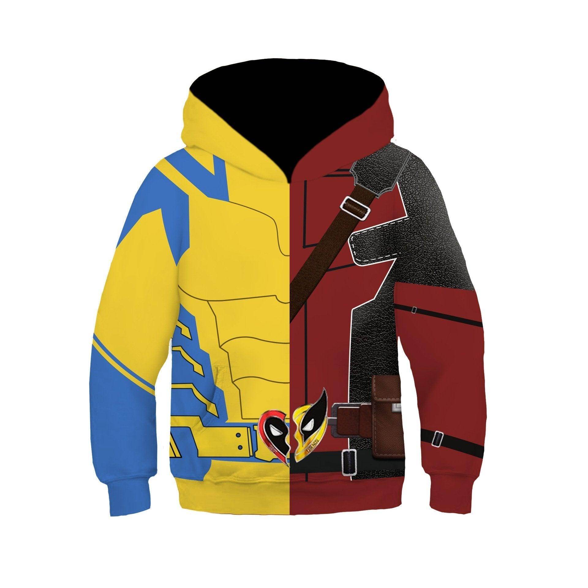 Deadpool and Wolverine Children 3D cartoon Sweater Jumpsuit cosplay - Azufun