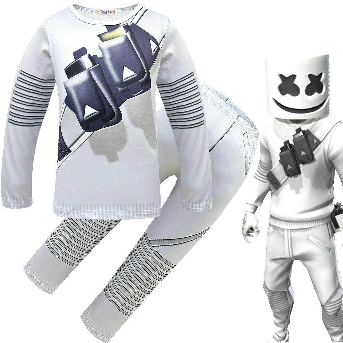 DJ Marshmello Chris Comstock Costume Top Pants Mask for Kid - Azufun