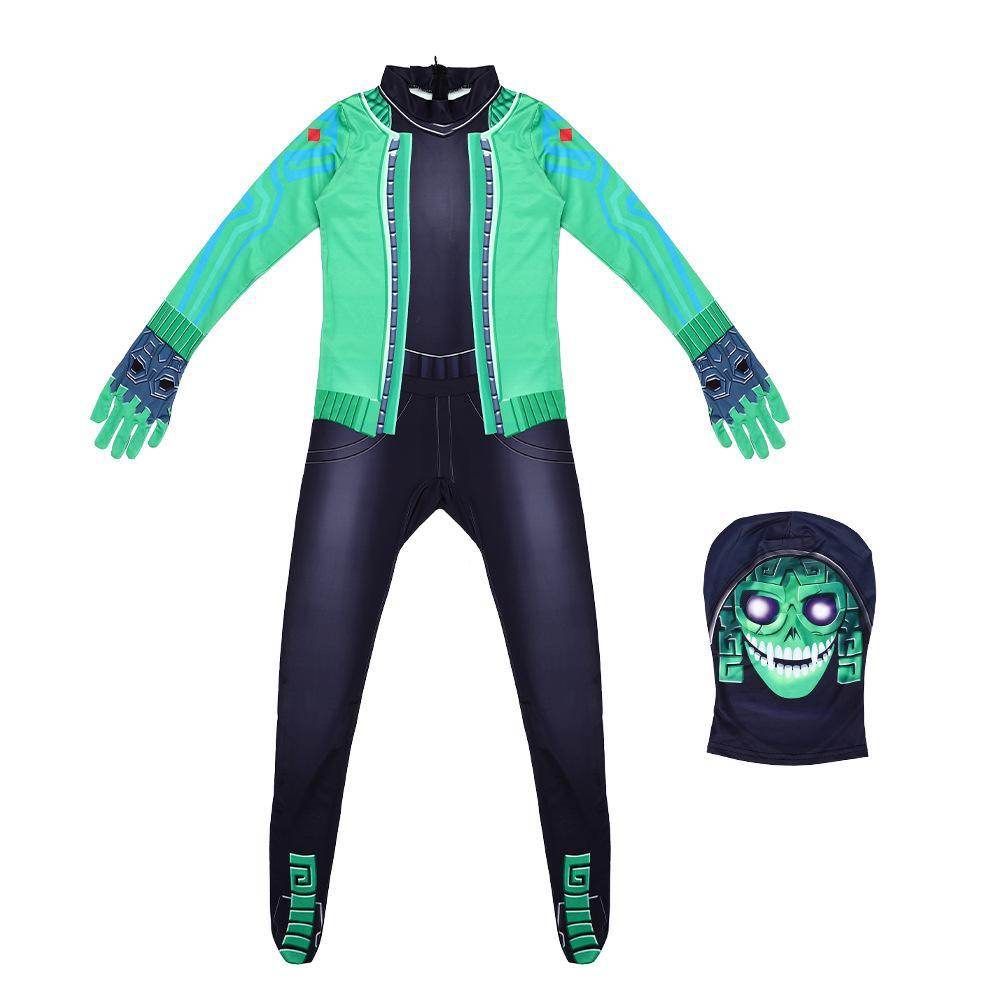 Fortnite Mezmer Cosplay Costume Halloween Jumpsuit Mask for Kids - Azufun
