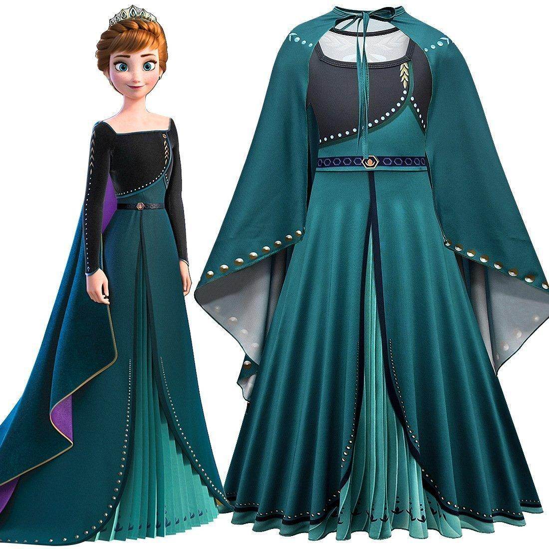 Frozen Girl Dresses Baby Kid Princess Anna Dress Snow Queen Cosplay Costume Party Dress - Azufun