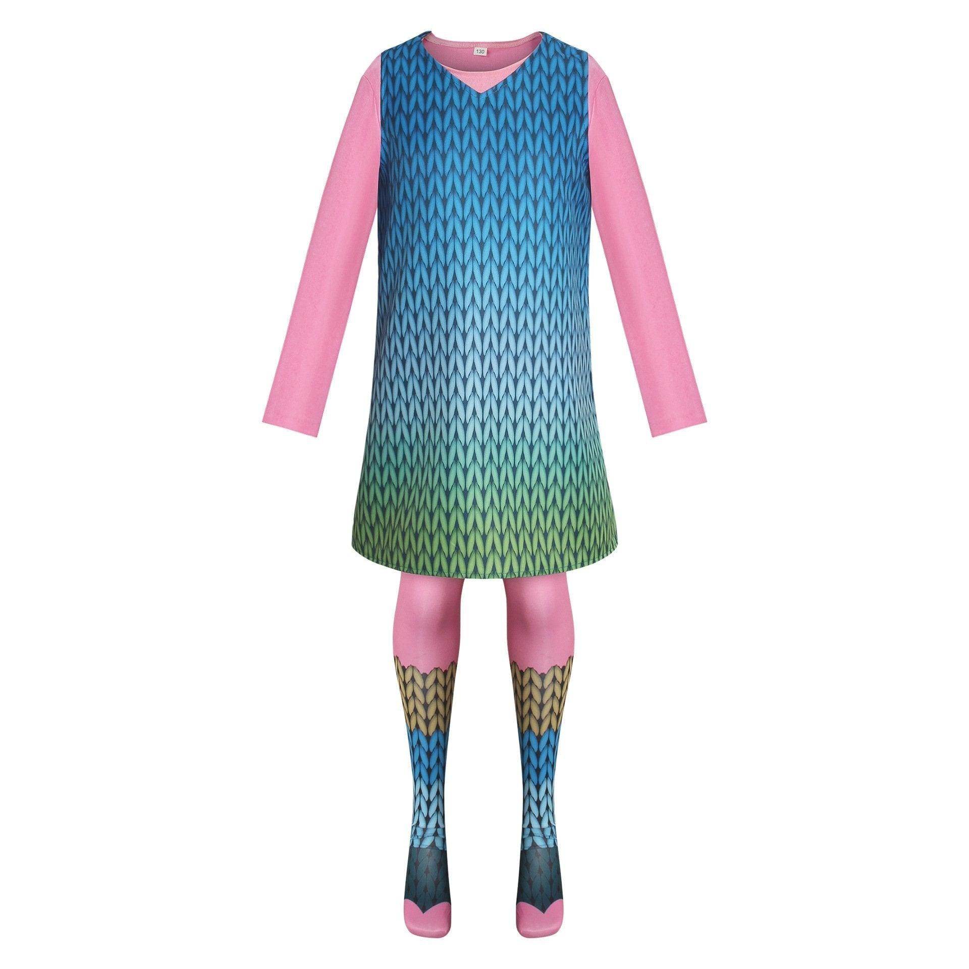 Girl Poppy Dress And Boy Branch Costume Wig Trolls 2 World Tour Cosplay For Kids Adult - Azufun