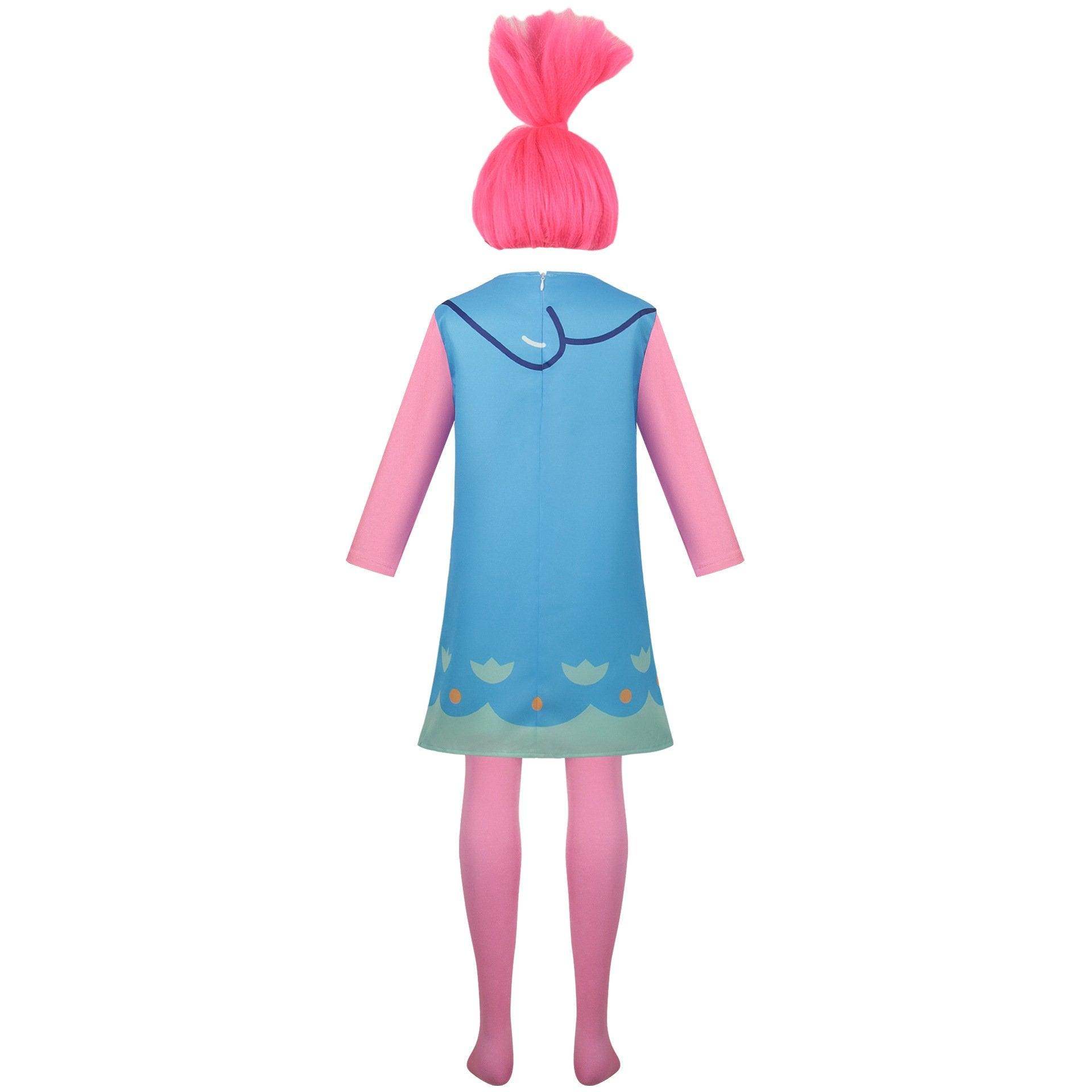 Girl Poppy Dress And Boy Branch Costume Wig Trolls 2 World Tour Cosplay For Kids Adult - Azufun