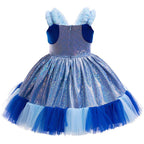 Girls' Bluey Princess Dress Costume Cartoon Print Cosplay Tutu for Kids - Azufun