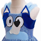 Girls' Bluey Princess Dress Costume Cartoon Print Cosplay Tutu for Kids - Azufun