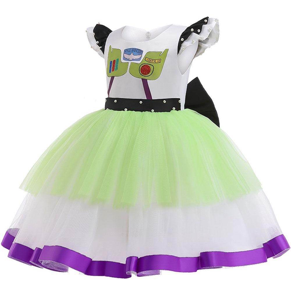 Girls' Buzz Lightyear Princess Dress Beaded Patchwork Party Gown - Azufun