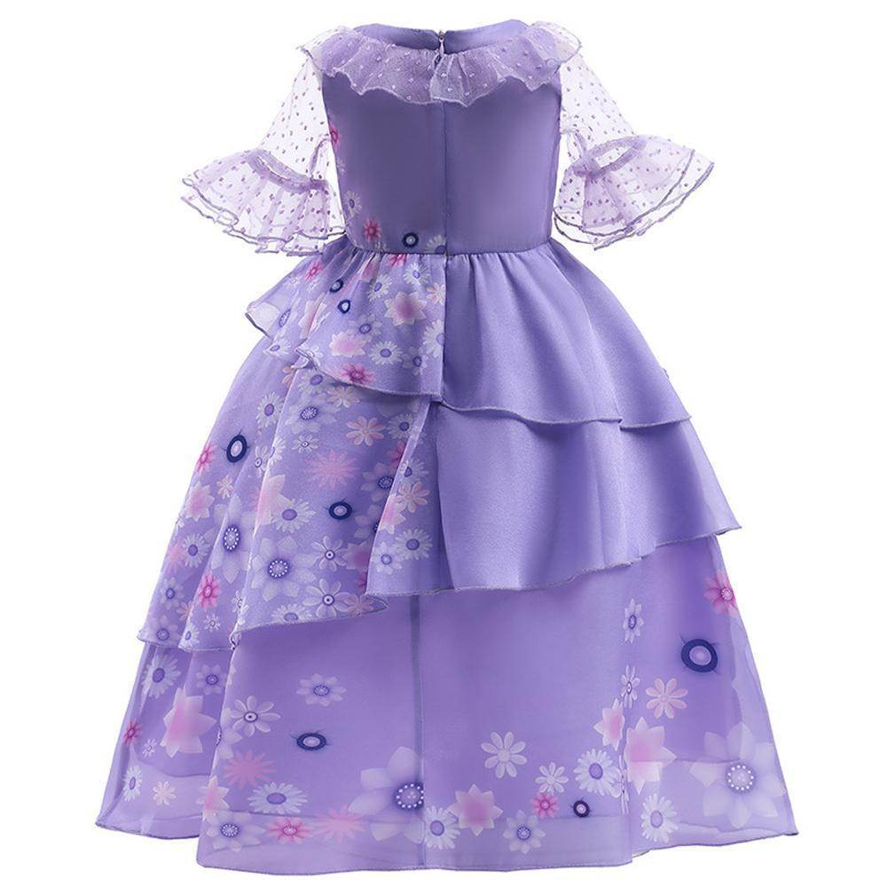 Girls Encanto Isabela Costume Cartoon Princess Dress Fancy Party Outfits - Azufun