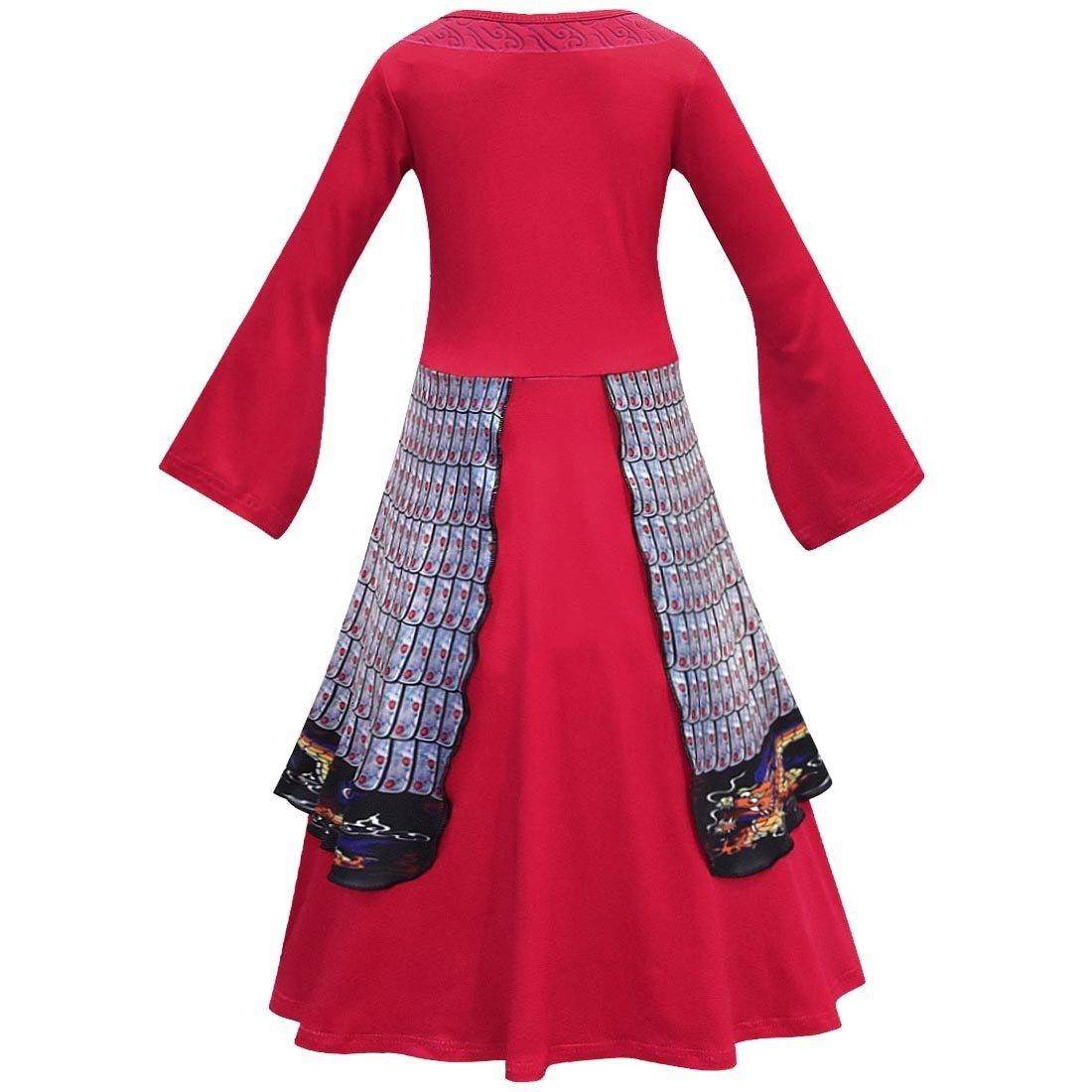 Hua Mulan Dress for girls Costumes Cosplay Heroine Movie Halloween Kids Party Dress - Azufun