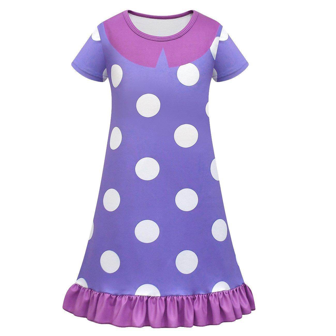 Inside Out Cosplay Costume Ruffle Nightgown for Girls Kids' Homewear Dress with Bag - Azufun