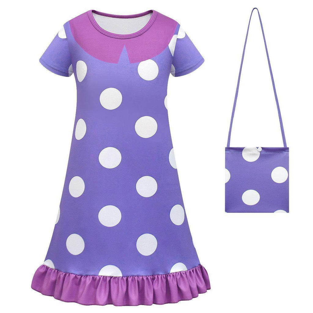 Inside Out Cosplay Costume Ruffle Nightgown for Girls Kids' Homewear Dress with Bag - Azufun