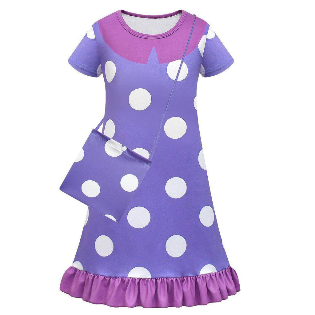 Inside Out Cosplay Costume Ruffle Nightgown for Girls Kids' Homewear Dress with Bag - Azufun