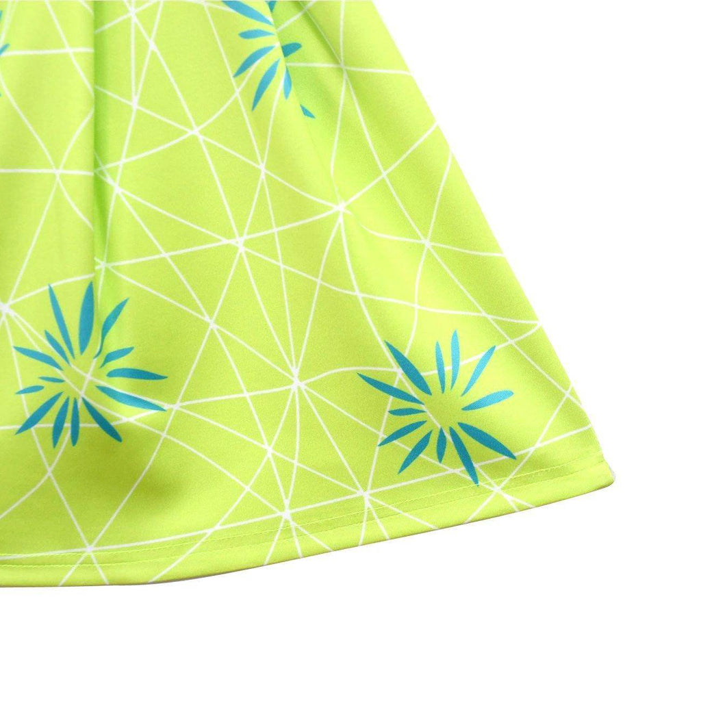 Inside Out Joy Costume Collared Dress for Girls Sleeveless Dress with Bag - Azufun