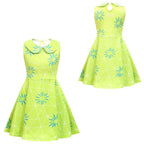 Inside Out Joy Costume Collared Dress for Girls Sleeveless Dress with Bag - Azufun