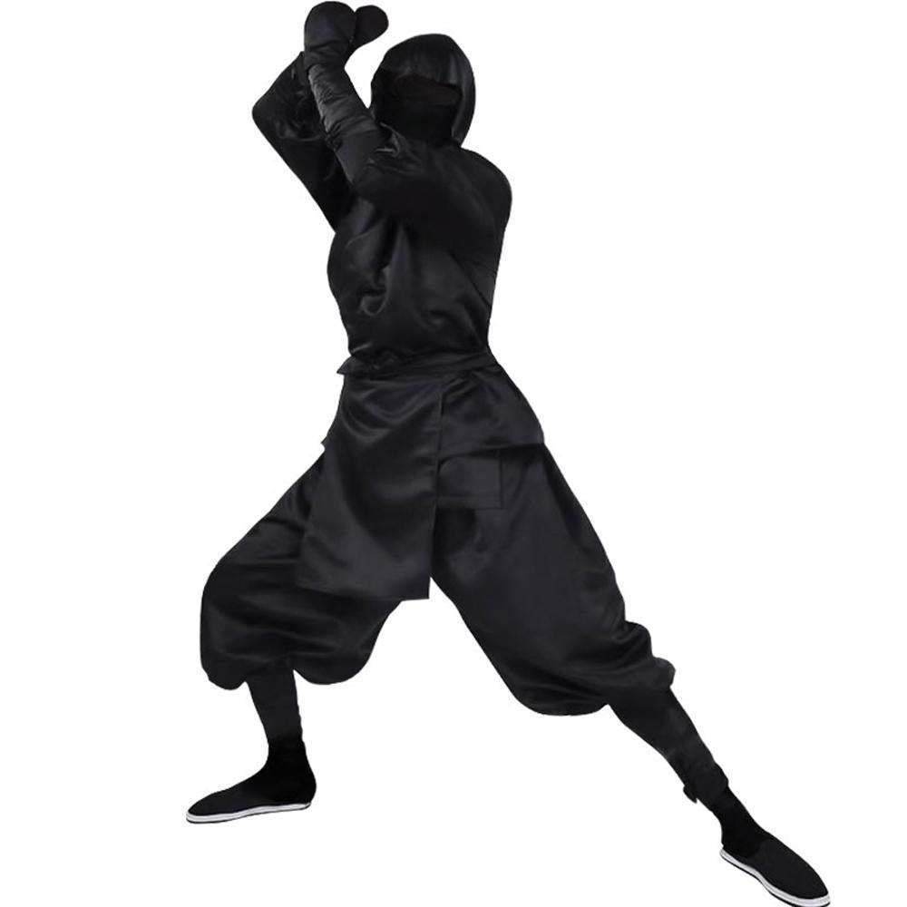 Japanese Ninja Bushido Cosplay Costume with Hood Socks Halloween Outfit Set Dress Up For Men - Azufun