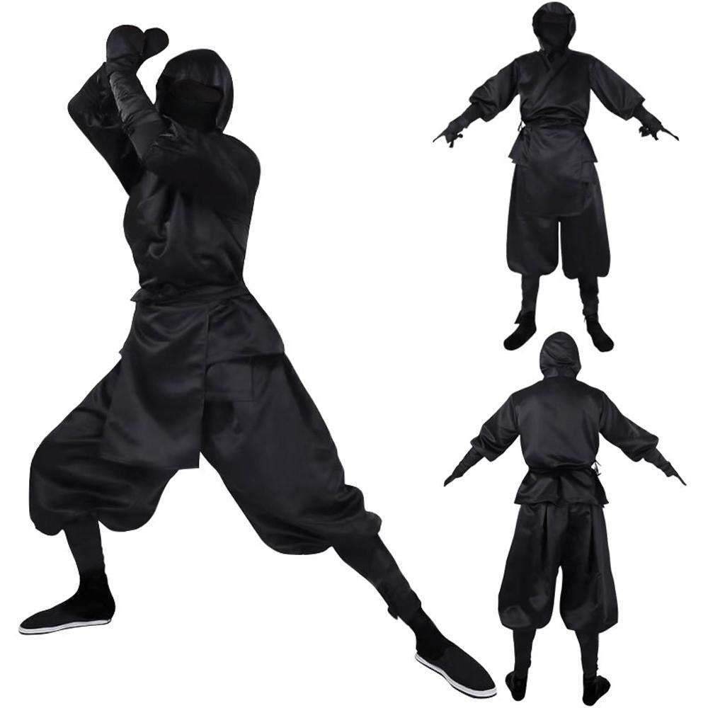 Japanese Ninja Bushido Cosplay Costume with Hood Socks Halloween Outfit Set Dress Up For Men - Azufun