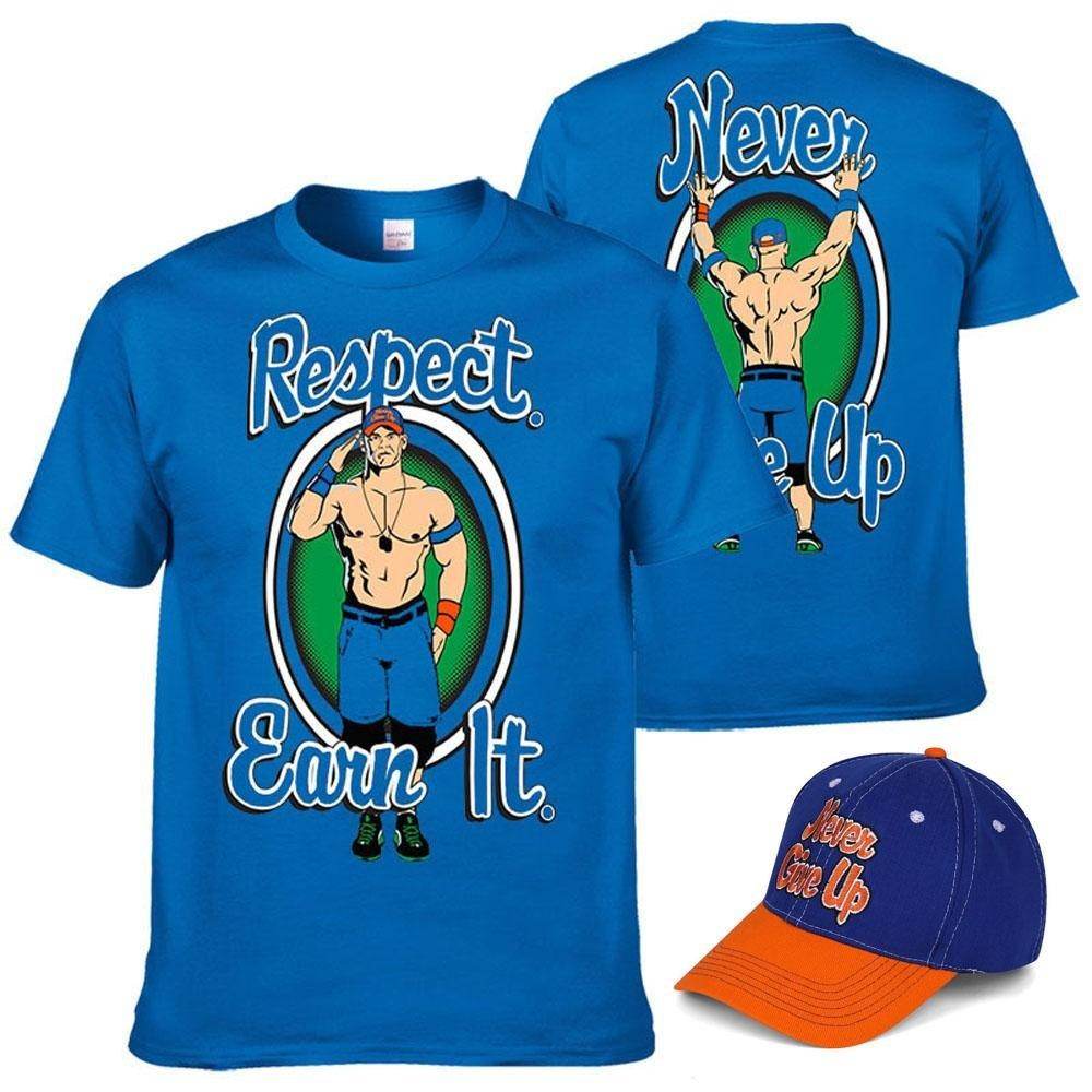 John Cena Costume Set With T-shirt Hat for Adult Kids Boys - Azufun