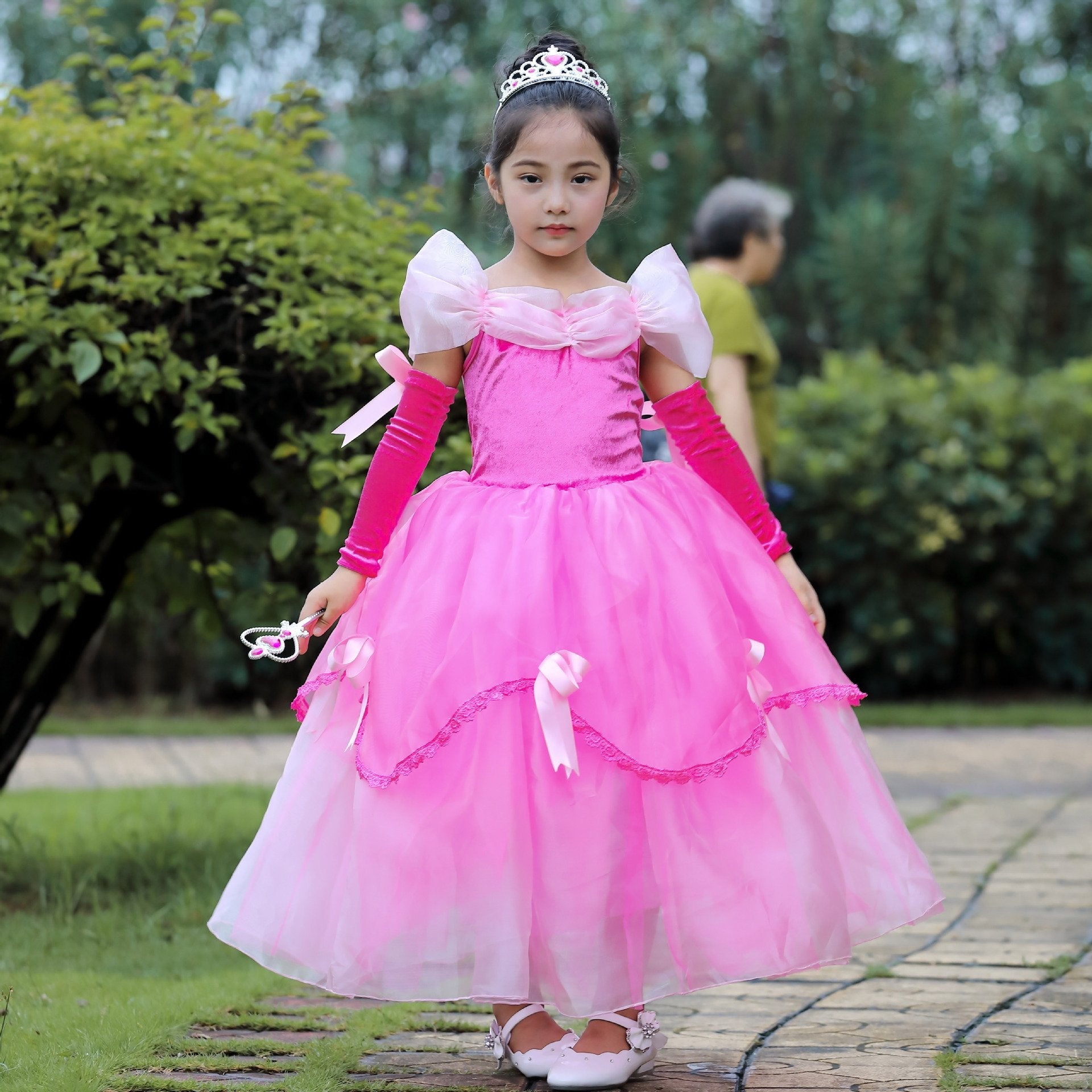 Girls Belle Cinderella Snow White Princess Costume Long Tutu Dress
