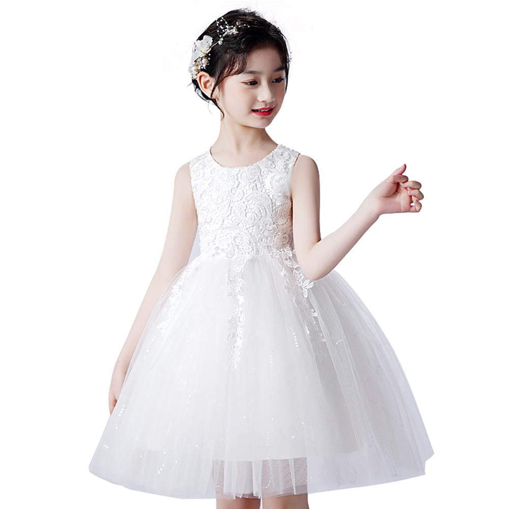Children's Mesh Summer Dress Princess Dress Girls Performance Costume Flower Tutu Dress