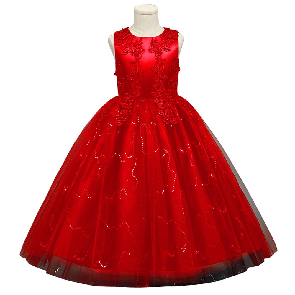 Kids Princess Evening Dresses Girls Long Tutu Sleeveless Mesh Dress