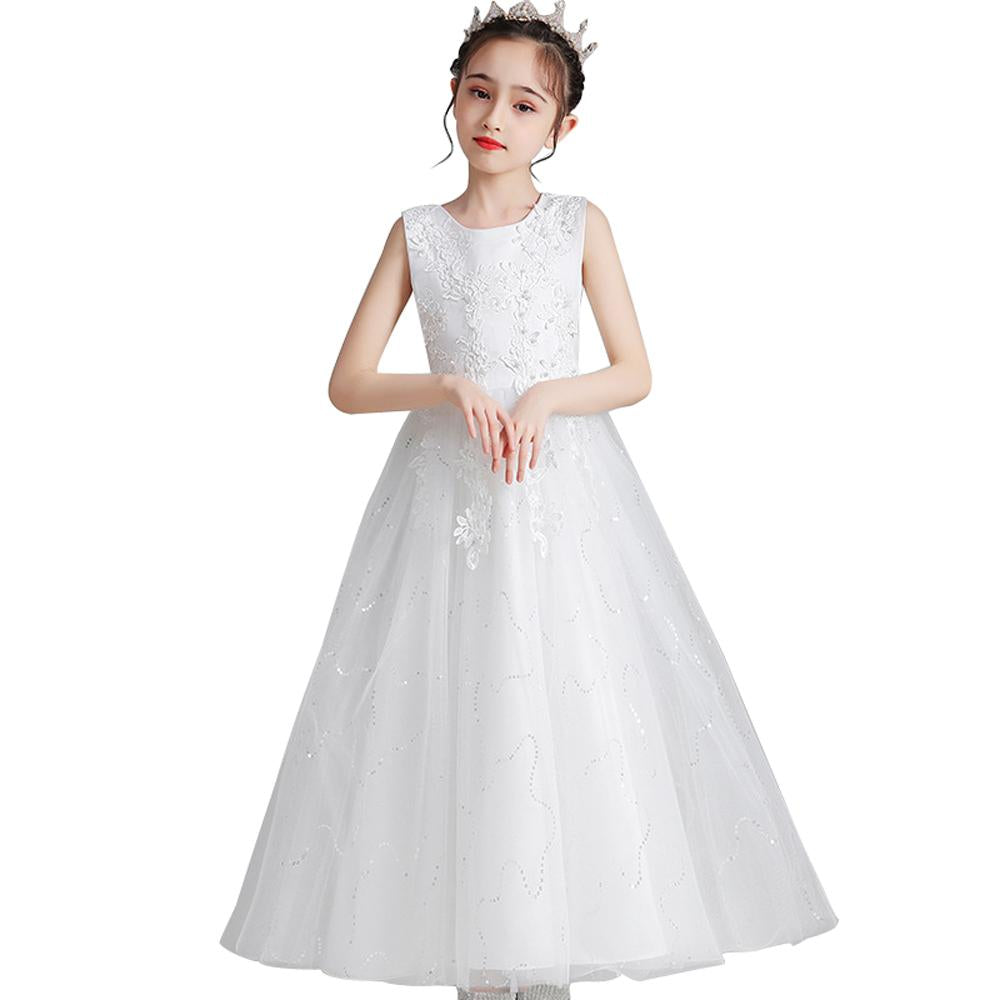 Kids Princess Evening Dresses Girls Long Tutu Sleeveless Mesh Dress