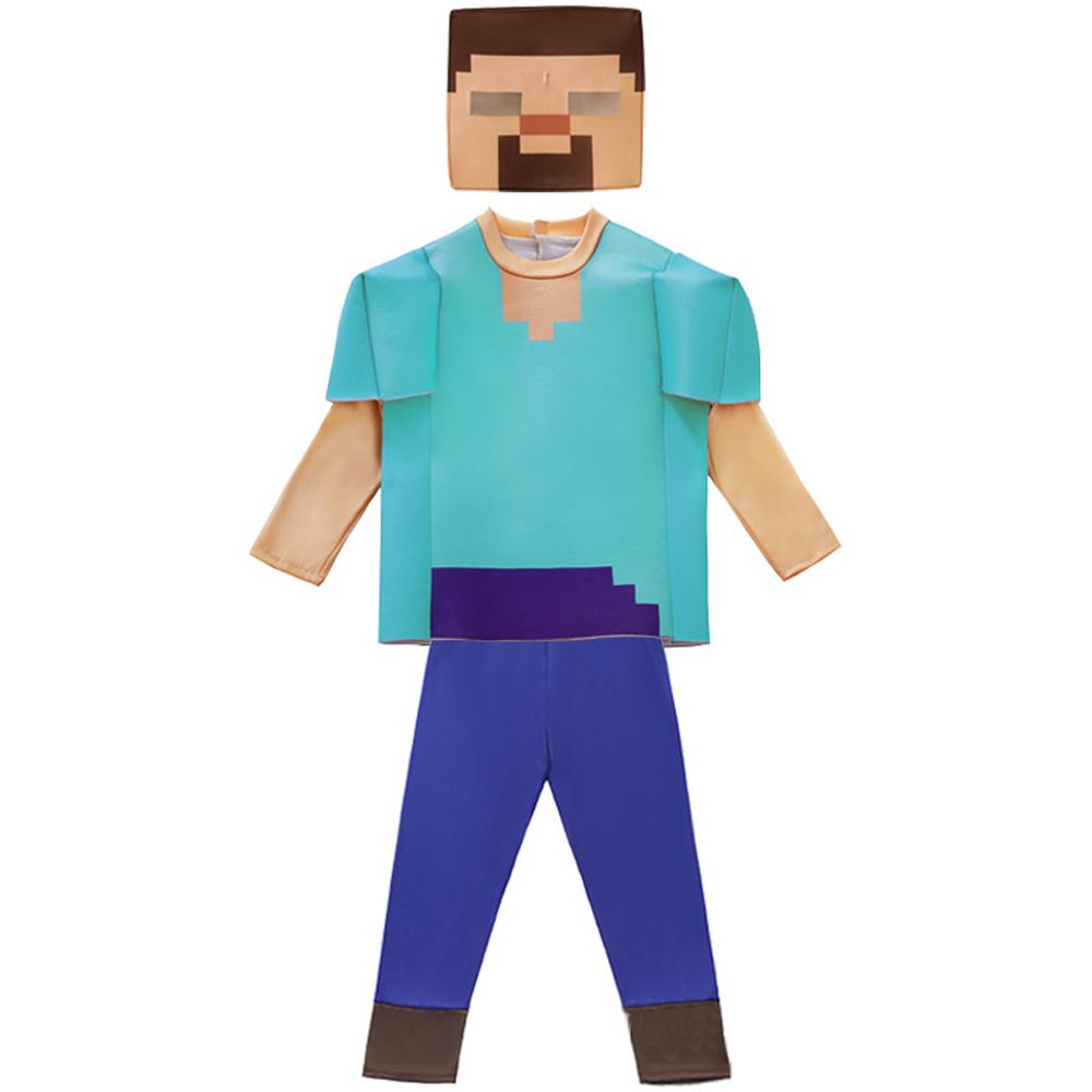 Steve Costume Minecraft Herobrine Notch Alex Cosplay Stage Game Costumes Suits For Kids