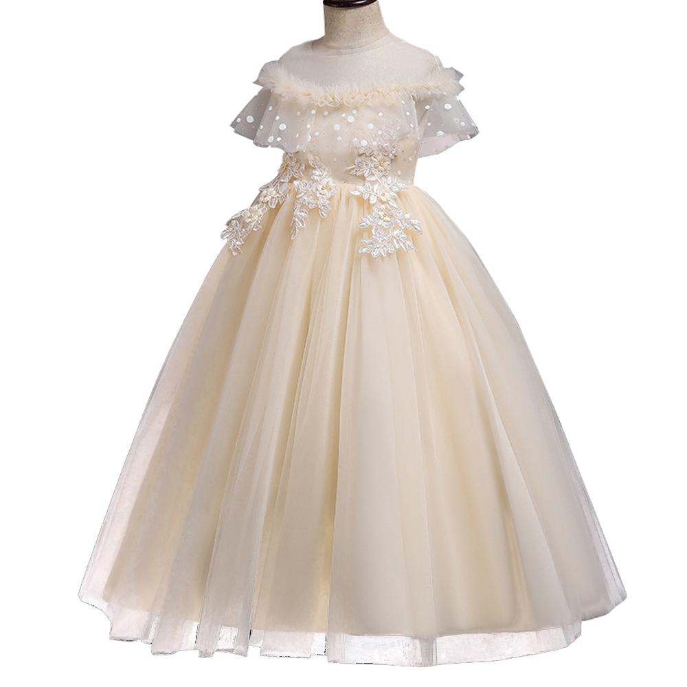 Girls Mesh Wedding Long Princess Dress Performance Costume Dresses