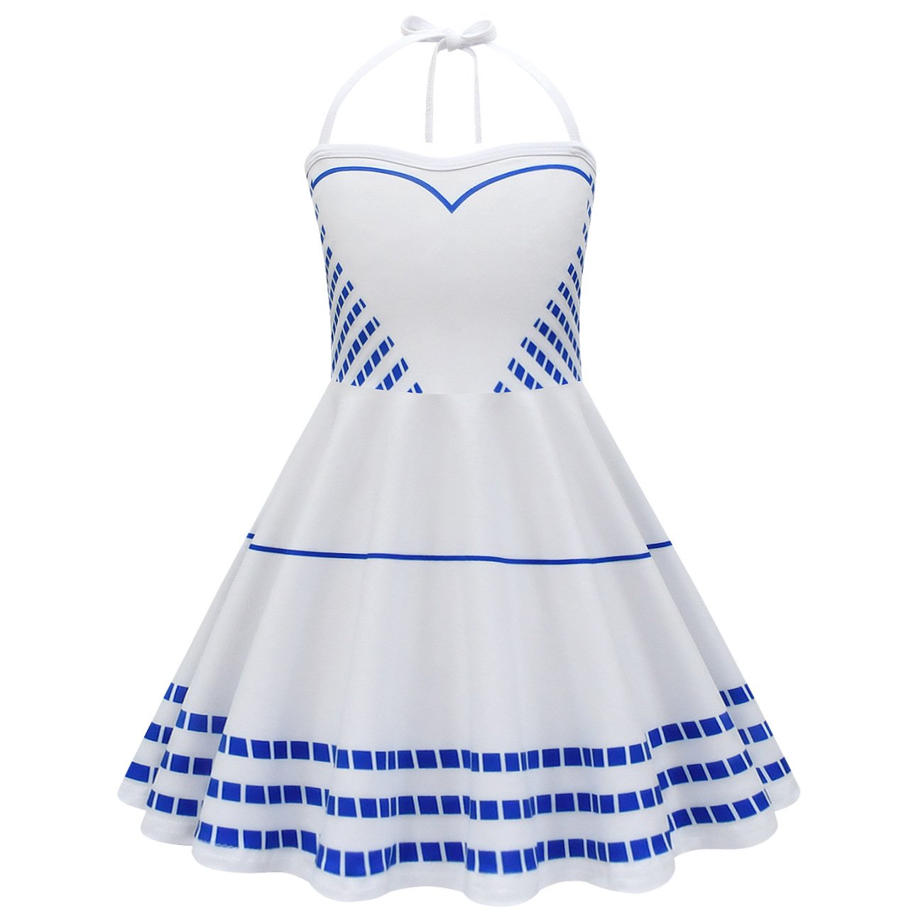 Barbie Movie Margot Sleeveless Halter Neck Dress Halloween Outfits Cosplay Costume Kids