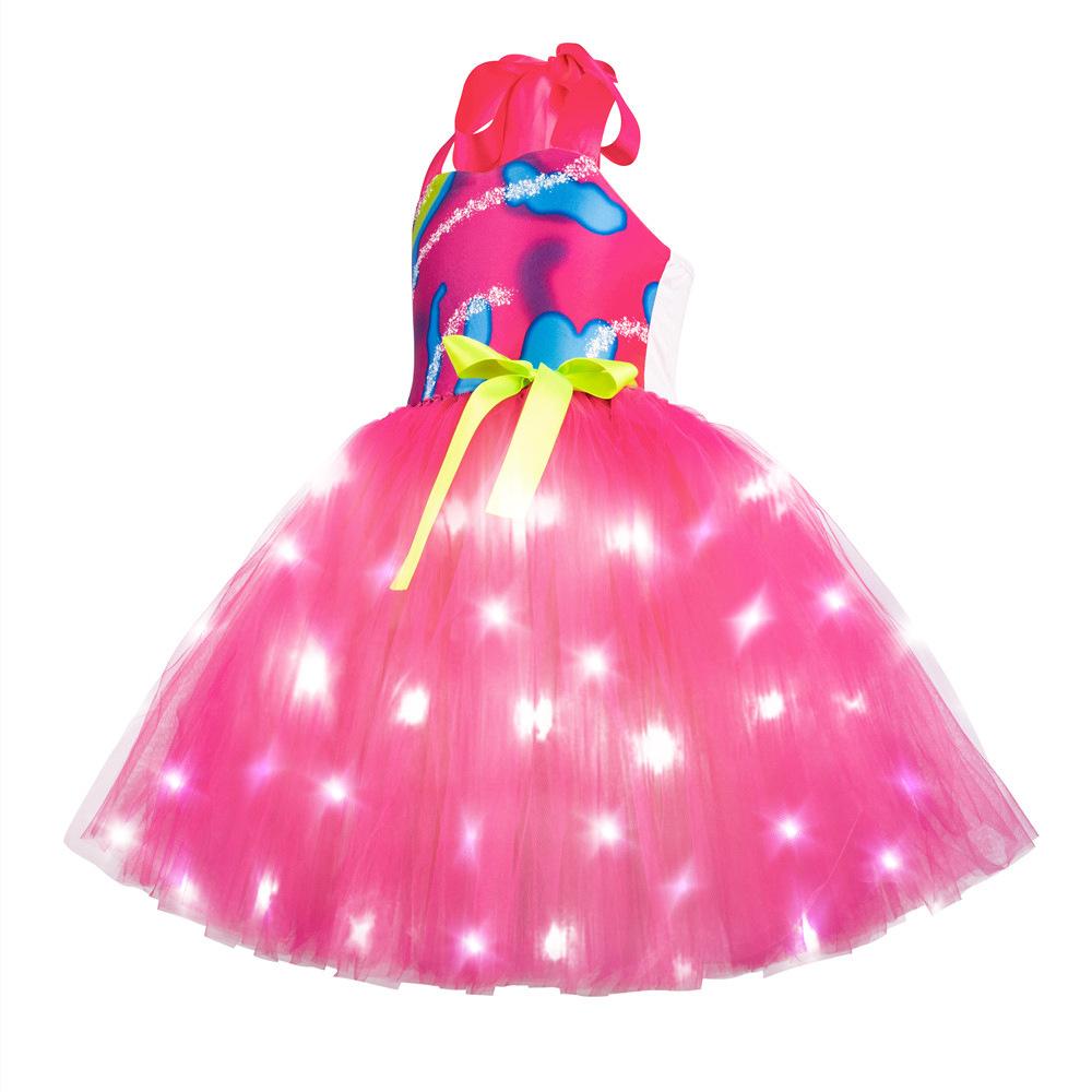 Barbie Movie Margot Barbie Pink Glow Tutu Dress Halloween Outfits Cosplay Costume Kids