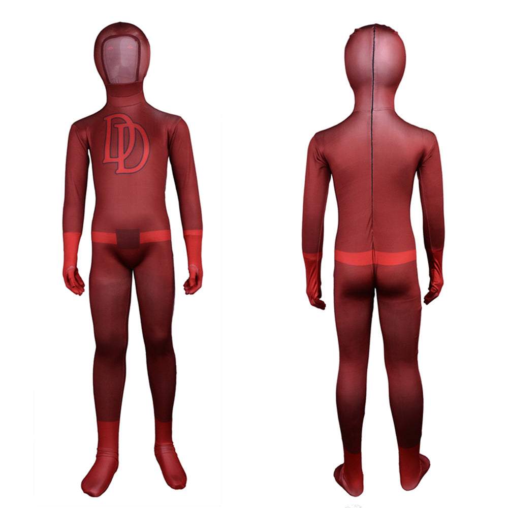 Kids Daredevil Zentai Costume Superhero Cosplay Party Spandex Bodysuit