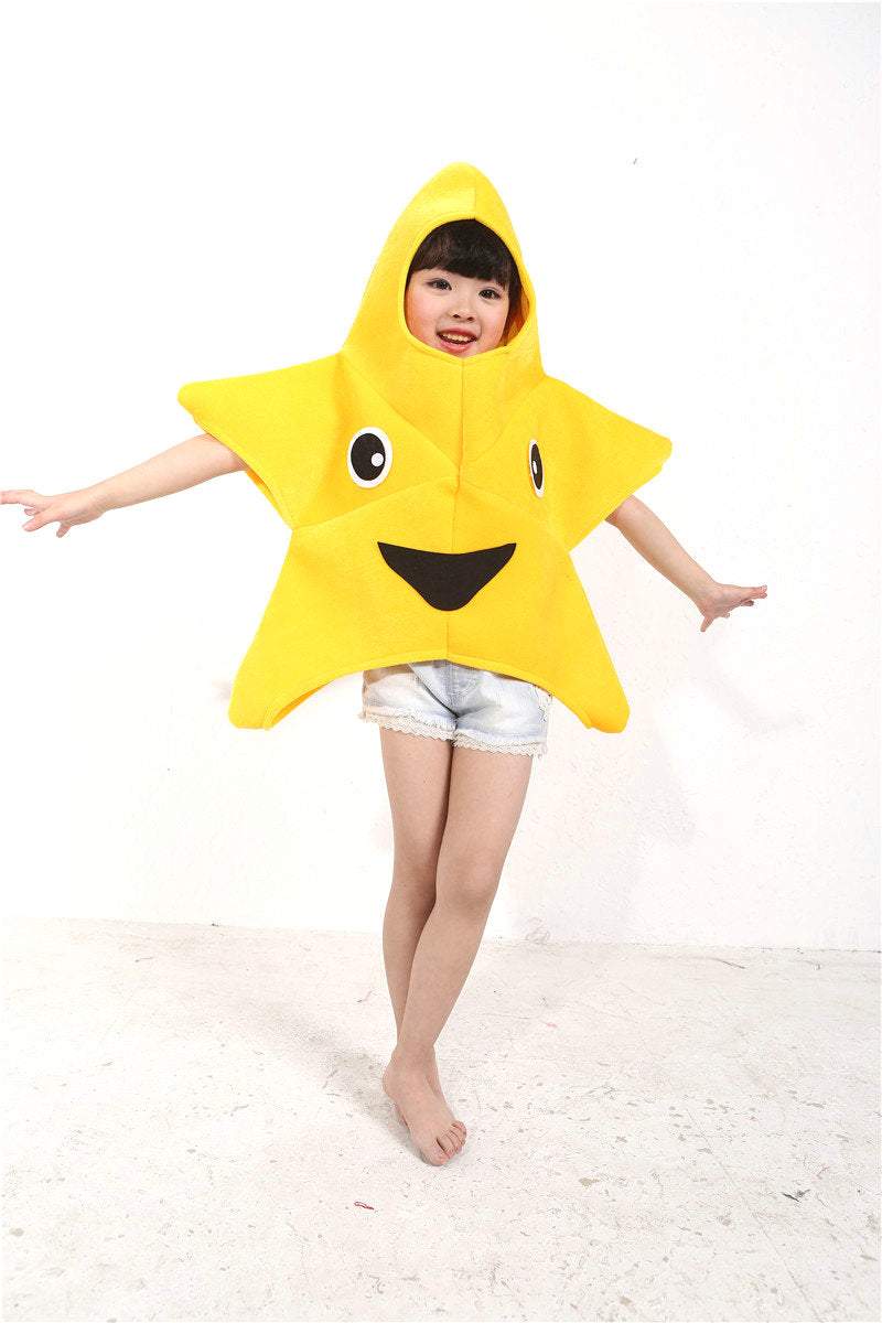 Yellow Star Smile Face Kigurumi Costume Kids Halloween Party Outfit