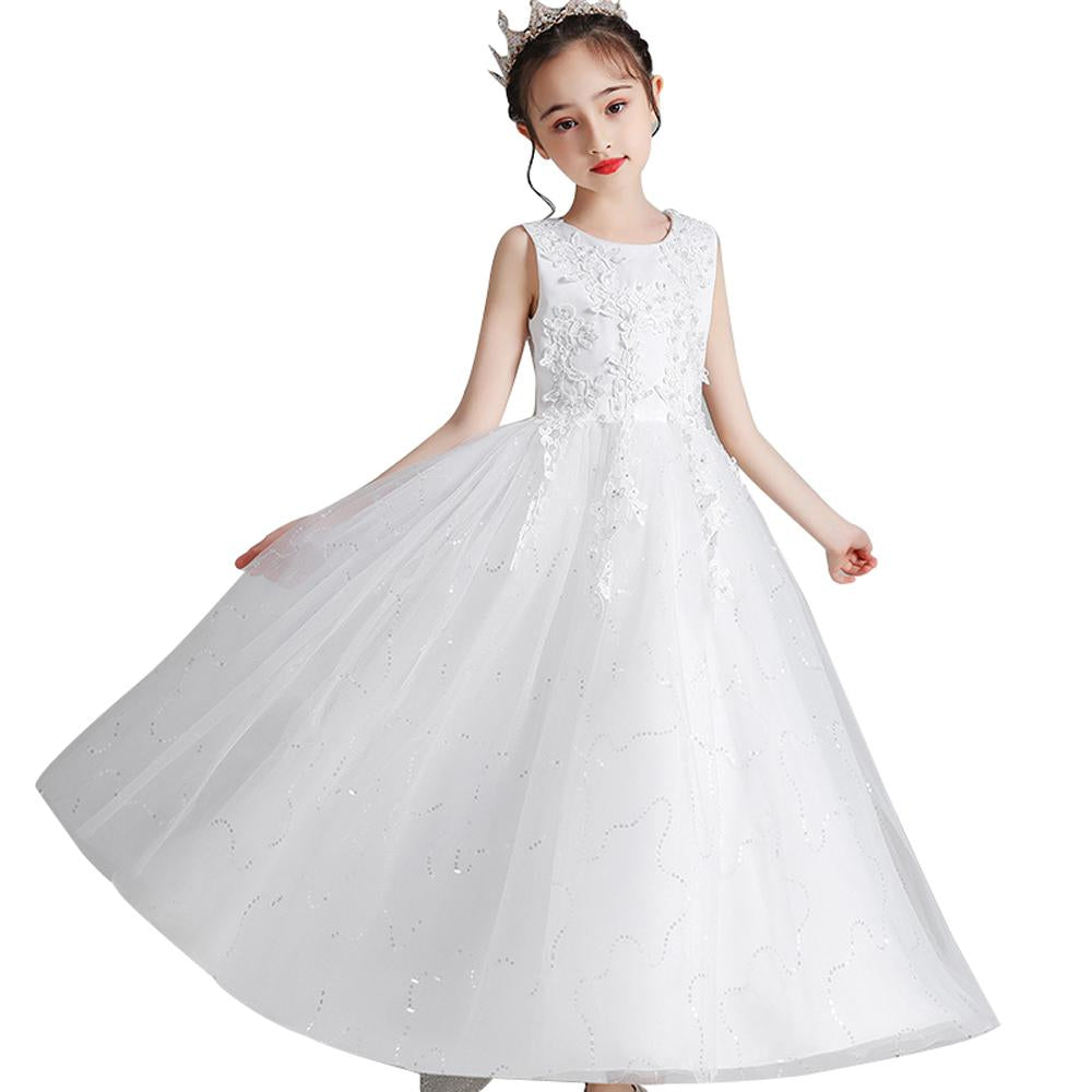 Kids Princess Evening Dresses Girls Long Tutu Sleeveless Mesh Dress