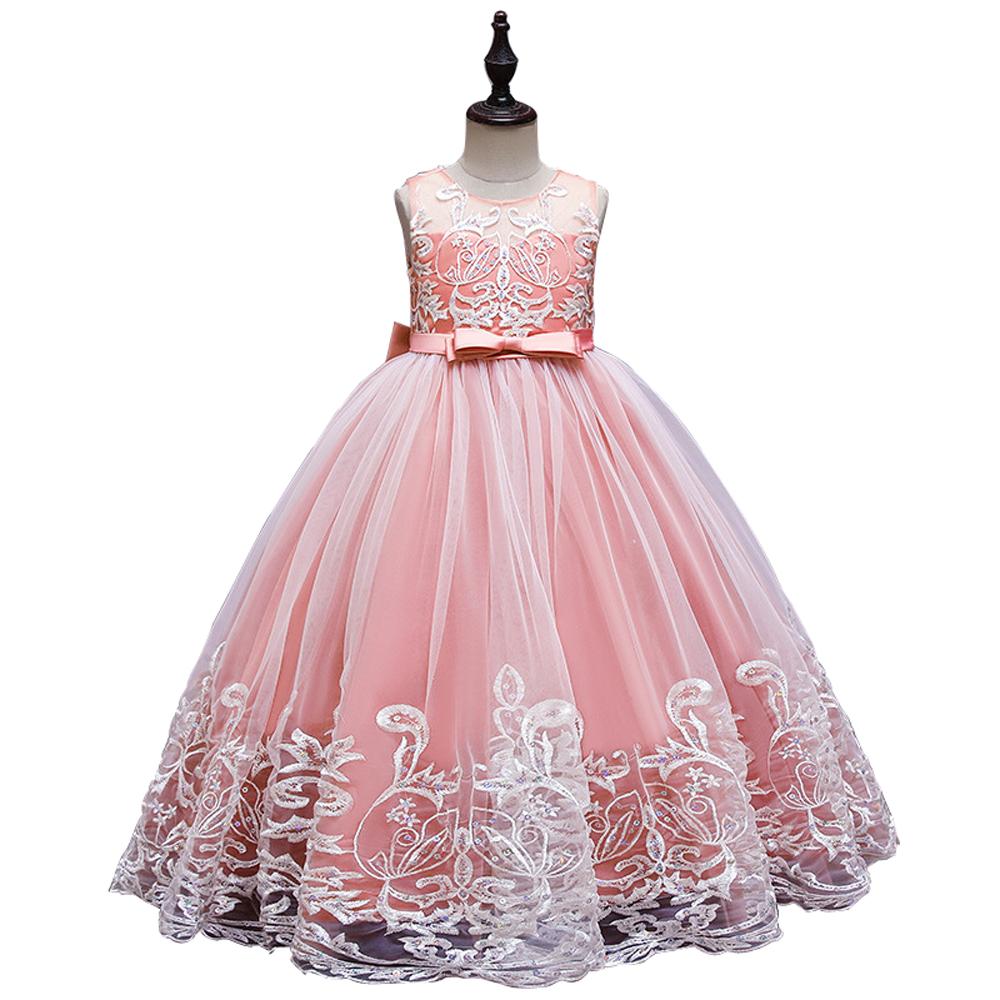 Kids Princess Evening Dresses Girls Sleeveless Long Tutu Mesh Dress