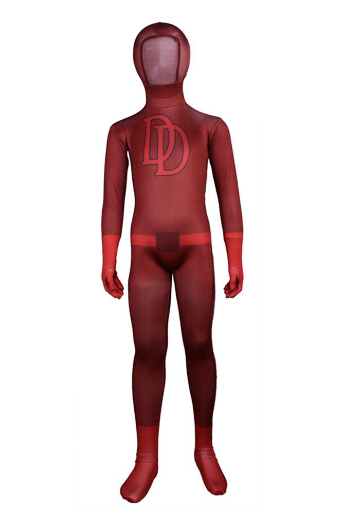 Kids Daredevil Zentai Costume Superhero Cosplay Party Spandex Bodysuit