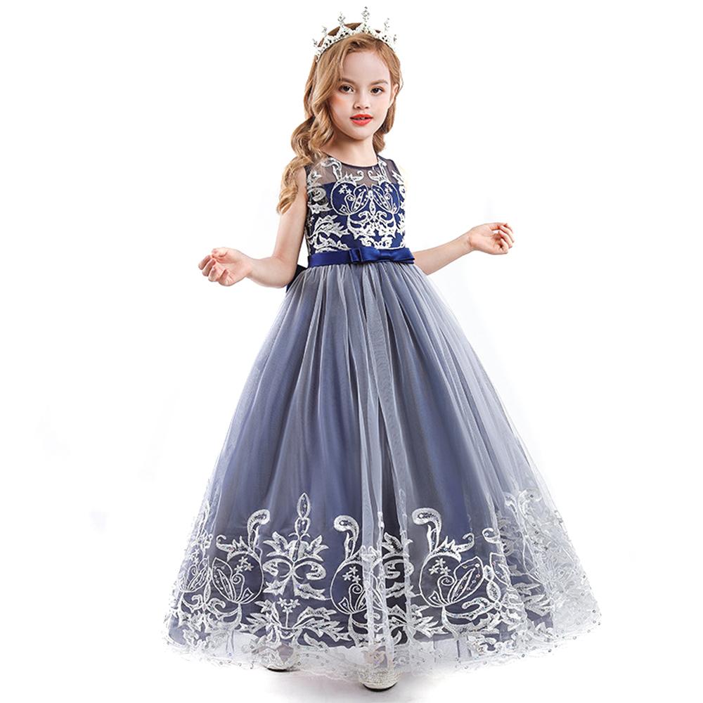 Kids Princess Evening Dresses Girls Sleeveless Long Tutu Mesh Dress