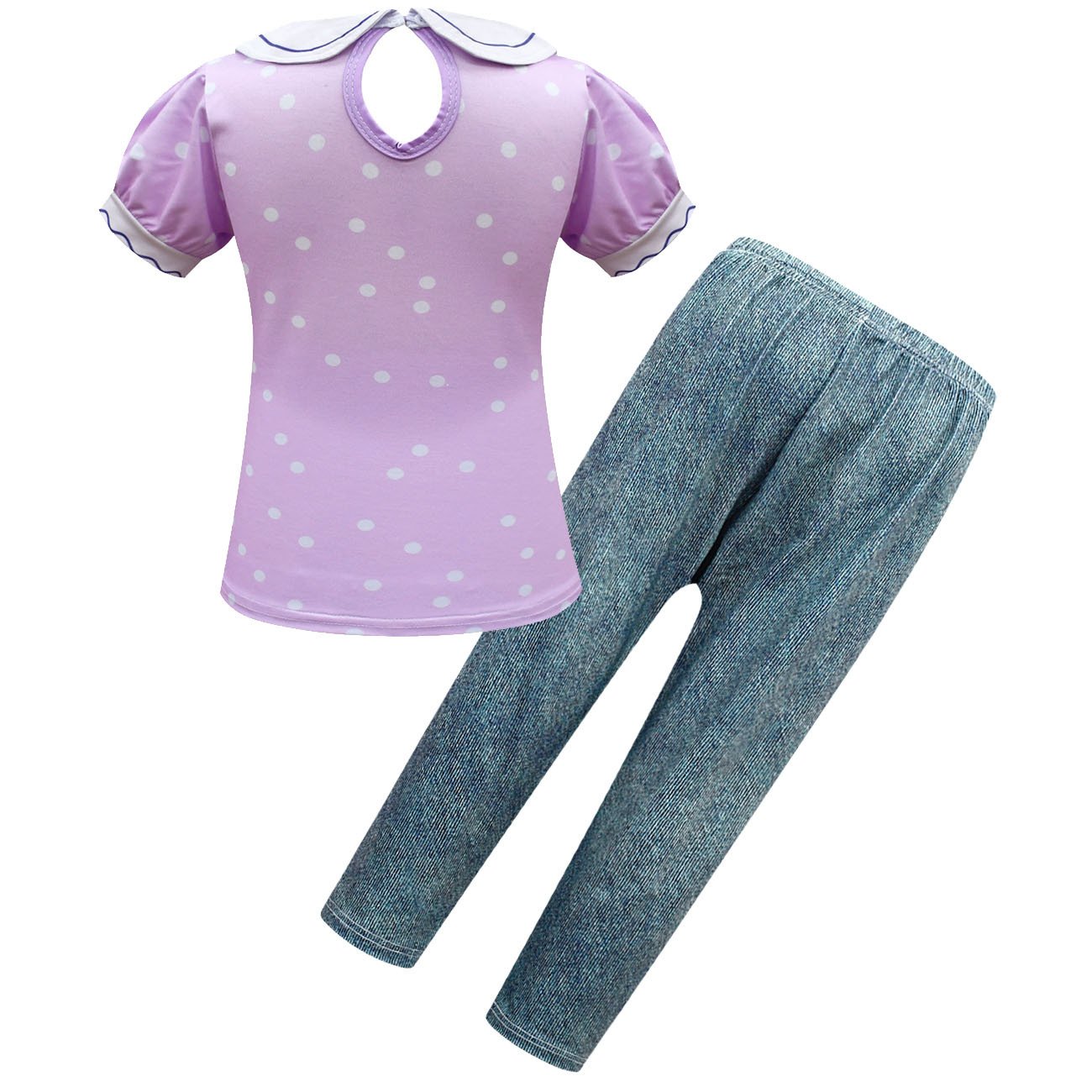 Spirit Costumes Sets Purple Puff Sleeve Trousers Two Piece Suits for Girls