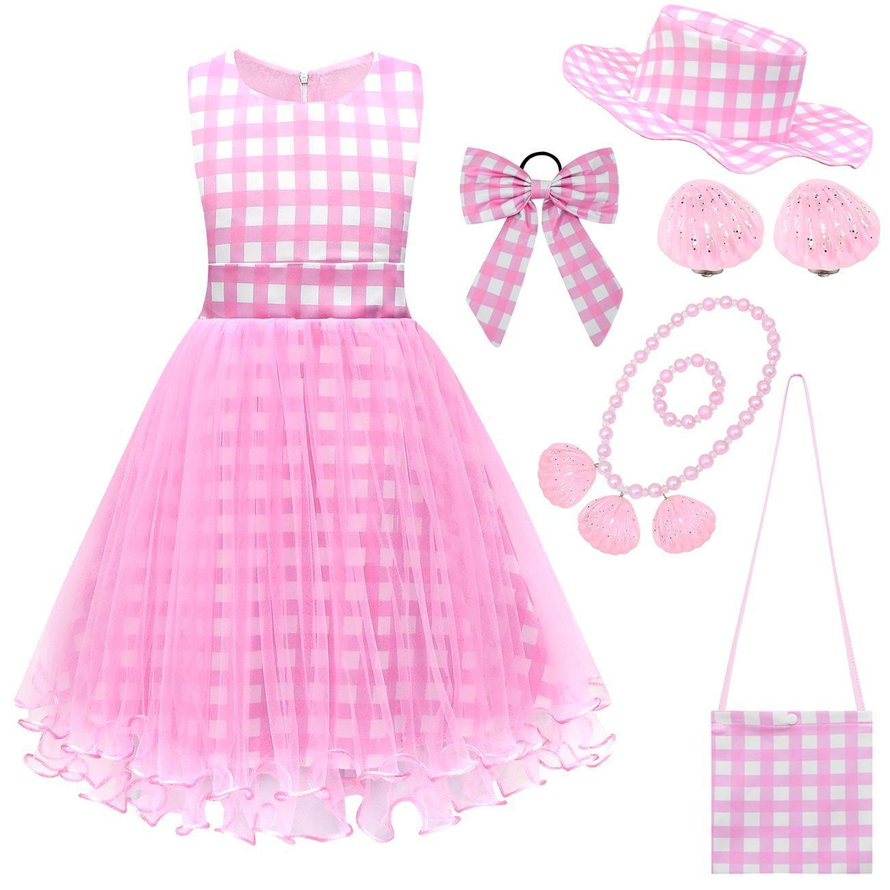 Barbie Movie Margot Barbie Tutu Dress Halloween Outfits Cosplay Costume Kids