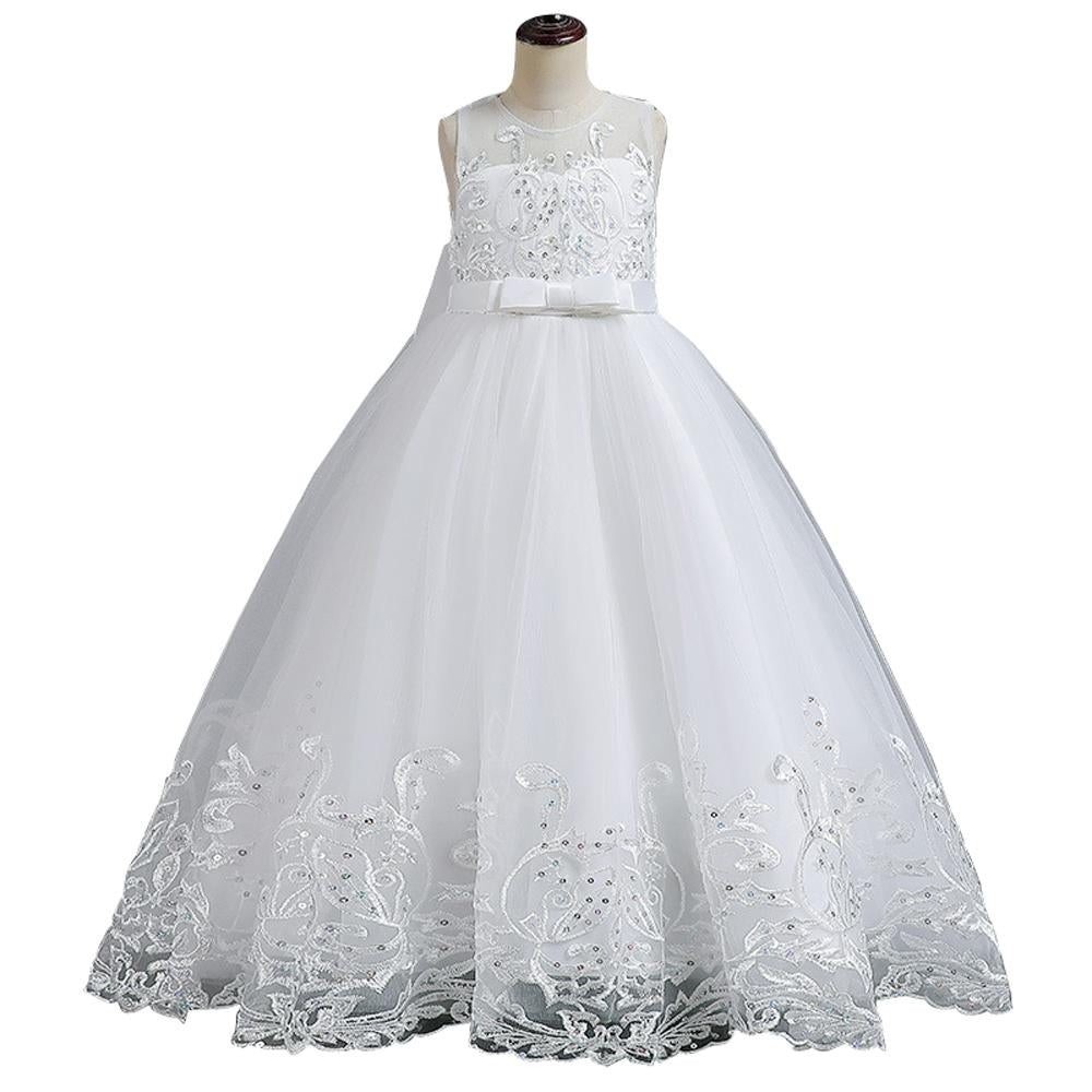 Kids Princess Evening Dresses Girls Sleeveless Long Tutu Mesh Dress