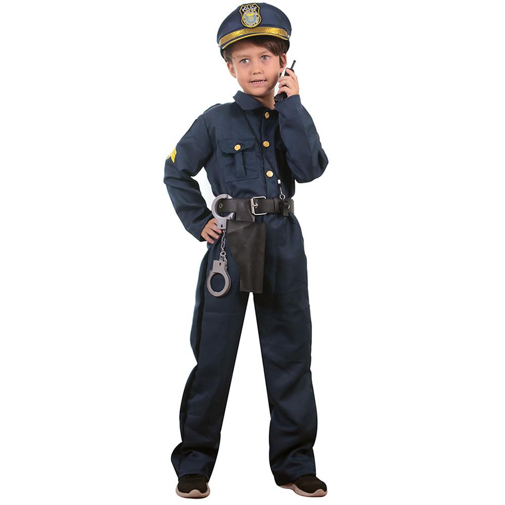 Kids Police Cop Costume for Boys Office Halloween Costume Cosplay Party