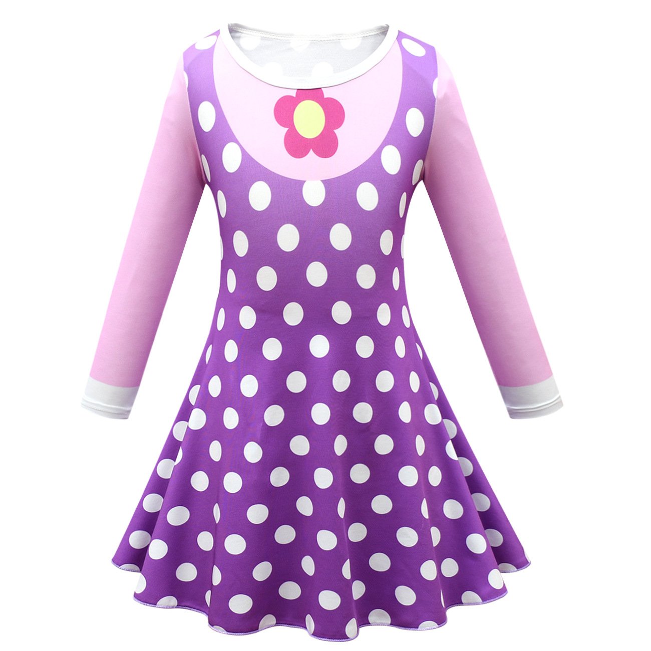 CocoMelon Costumes Girls Halloween Long Sleeve Dress with Mask