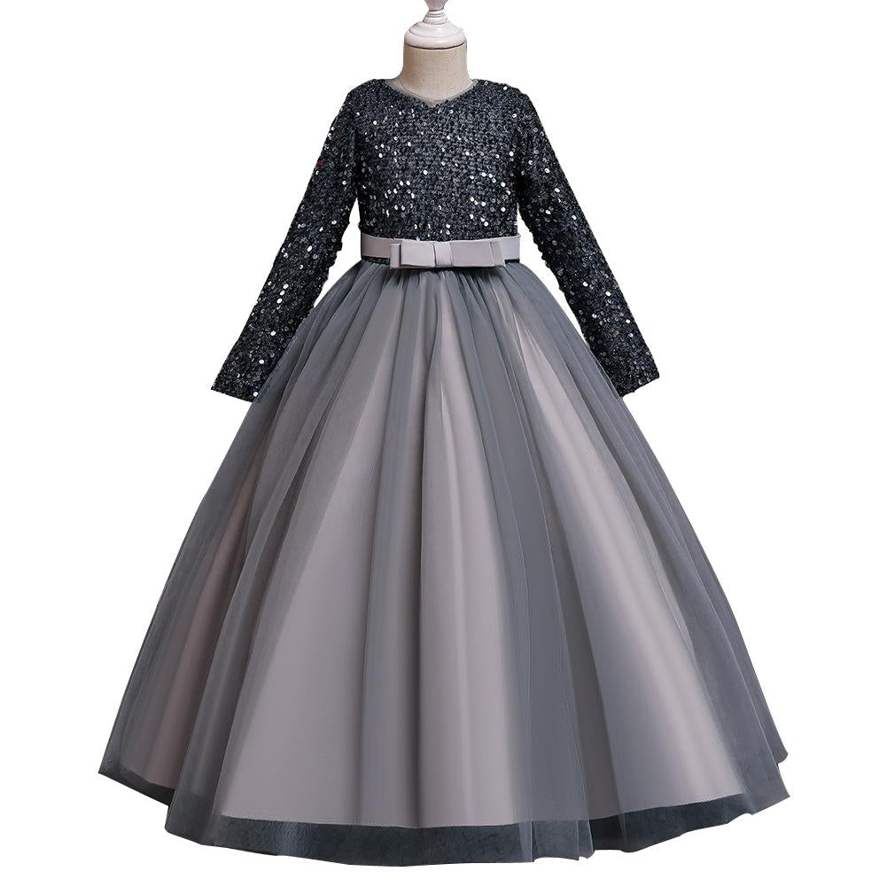 Kids Princess Evening Dresses Ins Girls Long Tutu Sequin Dress