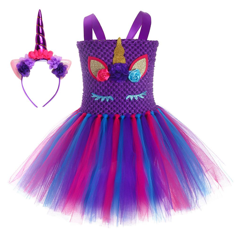 Princess Baoli Cosplay Costume Skirts Dress Children's Day Outfit Unicorn with Headband for Girls