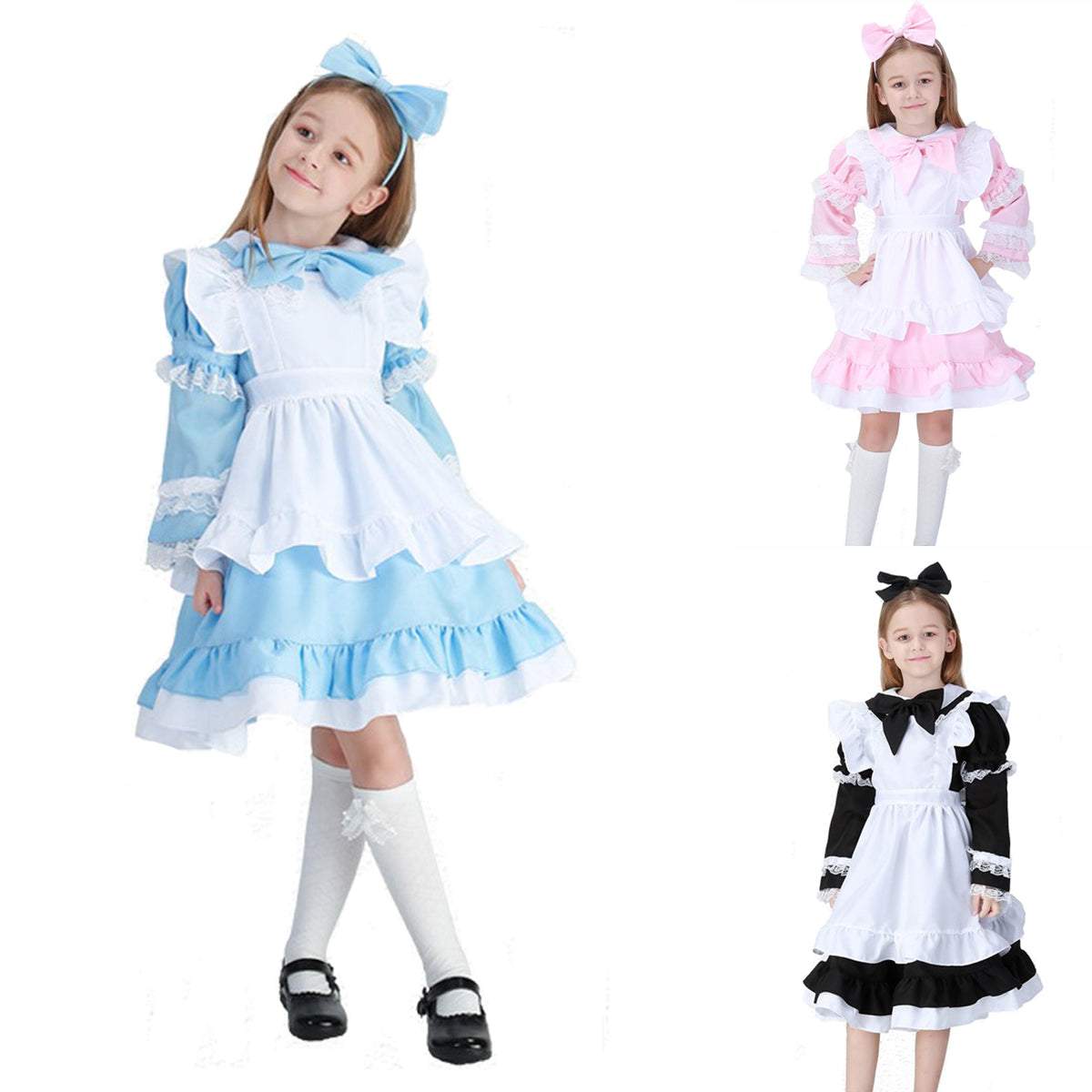 Halloween Alice Dress Girl's Princess Costume Maid Dress for kids